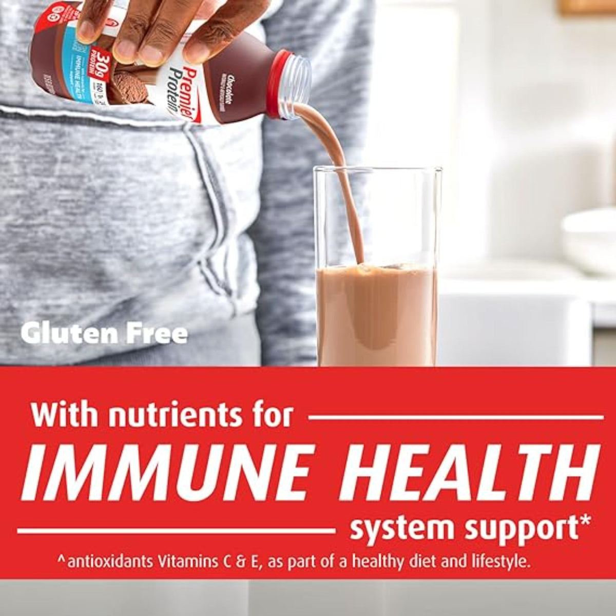 Premier Protein Shake, Chocolate, 30g Protein 1g Sugar 24 Vitamins Minerals Nutrients to Support Immune Health, 11.5 fl oz (Pack of 6)