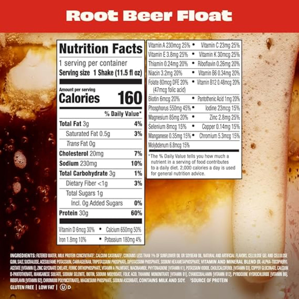 Premier Protein Shake, Limited Edition, Root Beer Float, 30g Protein, 1g Sugar, 24 Vitamins & Minerals, Nutrients to Support Immune Health, 11.5 fl oz, 12 Pack