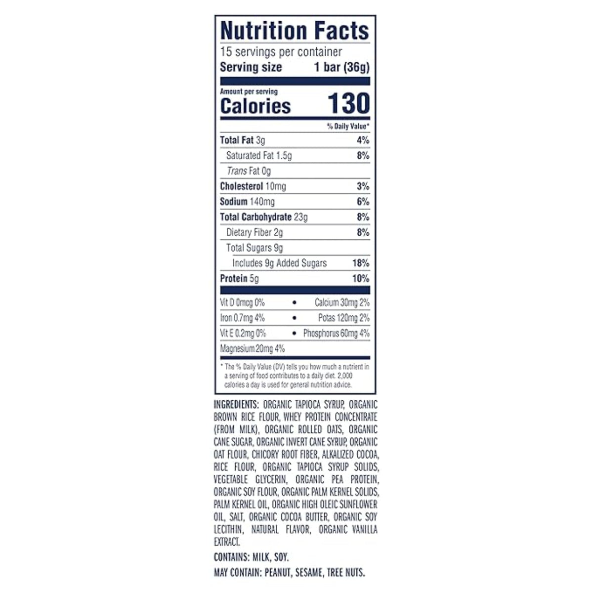 Zbar Protein - Cookies 'N Creme - Crispy Snack Bars - Made with Organic Oats - Non-GMO - 5g Protein - Gluten Free Protein Bars, School Snacks (15 Pack)