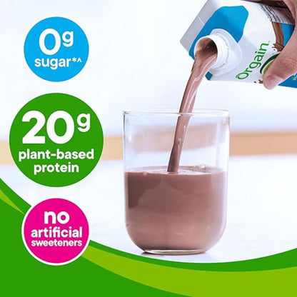 Orgain Organic Vegan Protein Shake, Creamy Chocolate - 20g Plant Based Protein, Ready to Drink, Fruits & Vegetables, Gluten Free, Kosher, No Soy or Dairy Ingredients, 11 Fl Oz (Pack of 12)