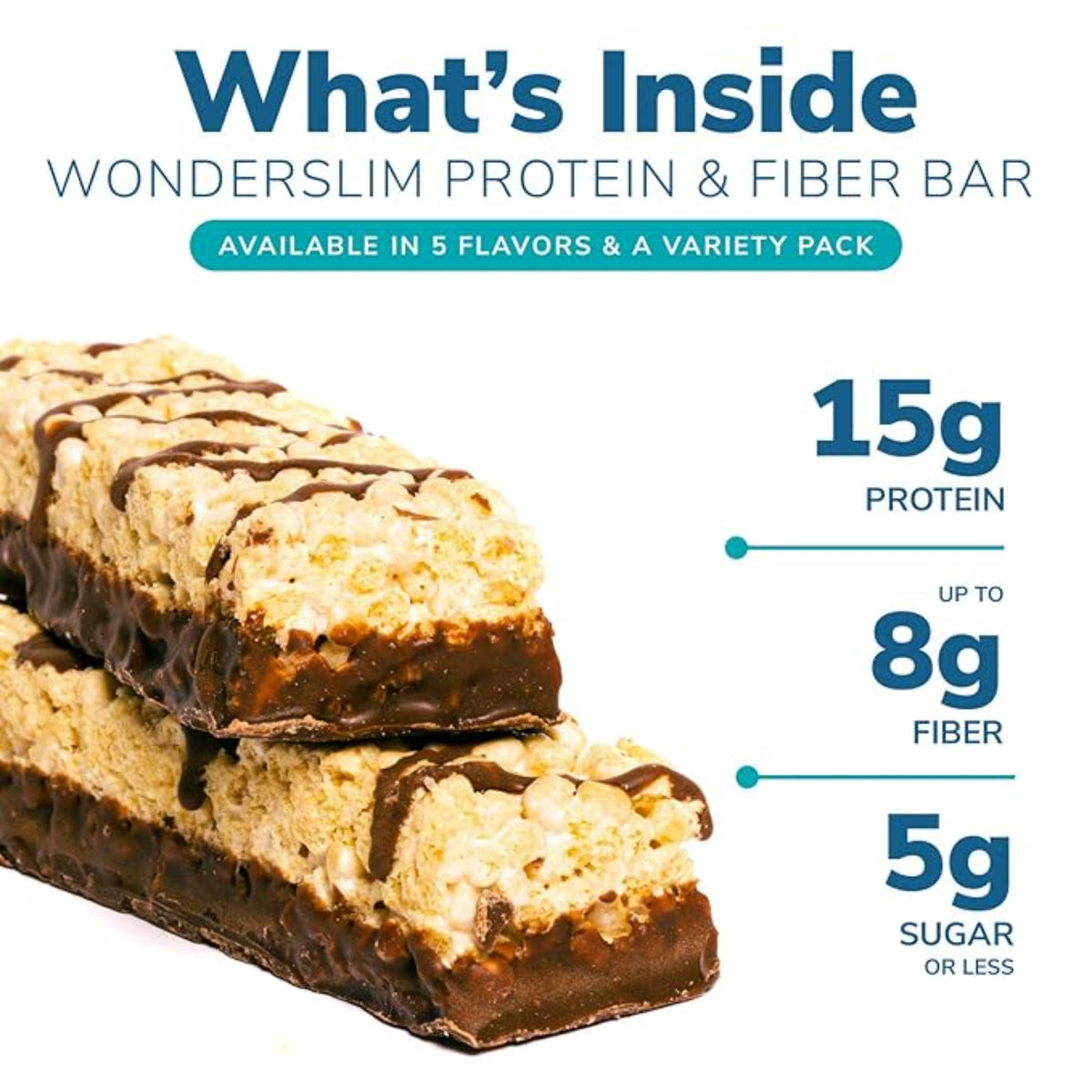 Wonderslim High Fiber Protein Bars, Salted Toffee Pretzel | 15g Protein, 7g Fiber | Low Sugar, Low Carb | Healthy Indulgence | Satisfying, Supports Energy & On-the-Go Convenience, 7 Pack