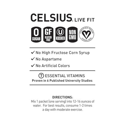 CELSIUS® On-the-Go Powder Sticks Dragonfruit Lime, Essential Energy 2.8 Oz (14 Sticks per Pack)