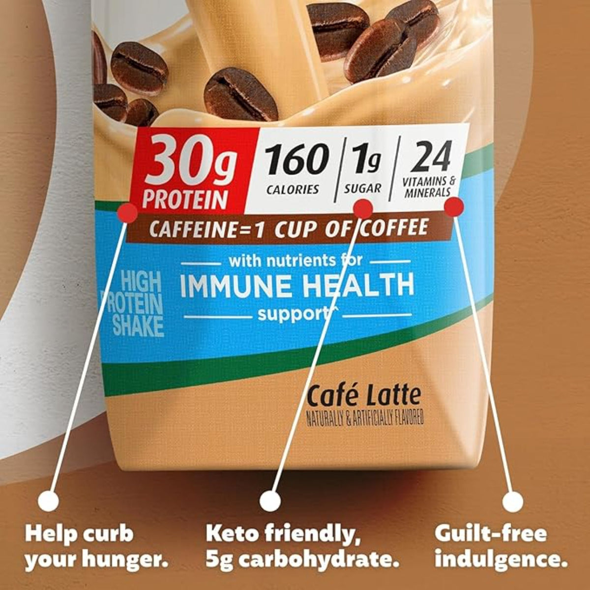 Premier Protein Protein Shake, Cafe Latte, 30g Protein, 1g Sugar, 11 fl oz Pack of 12